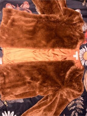 Chelsea & Violet Brown Faux Fur Jacket with Copper Lining